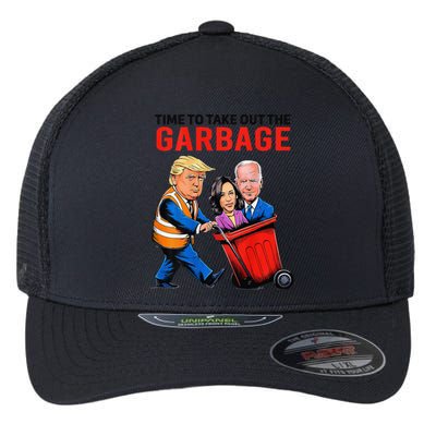 Garbage For Trump 2024 Funny Time To Take Out Garbage Biden Flexfit Unipanel Trucker Cap