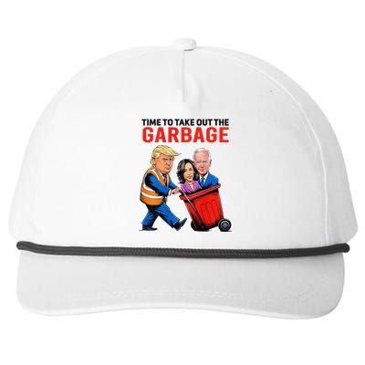 Garbage For Trump 2024 Funny Time To Take Out Garbage Biden Snapback Five-Panel Rope Hat