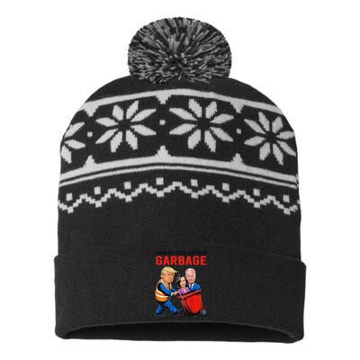 Garbage For Trump 2024 Funny Time To Take Out Garbage Biden USA-Made Snowflake Beanie