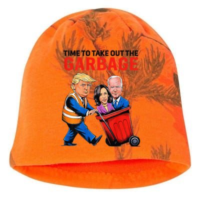 Garbage For Trump 2024 Funny Time To Take Out Garbage Biden Kati - Camo Knit Beanie