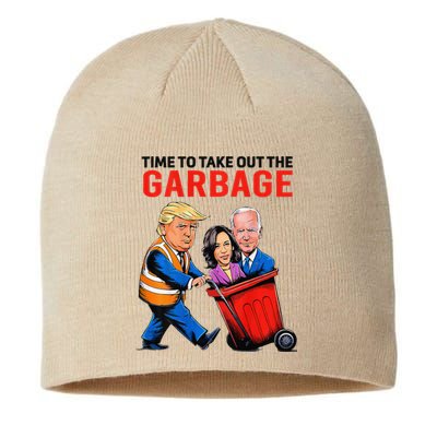 Garbage For Trump 2024 Funny Time To Take Out Garbage Biden Sustainable Beanie