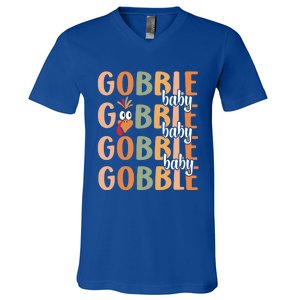 Gobble Funny Thanksgiving Turkey Gift V-Neck T-Shirt