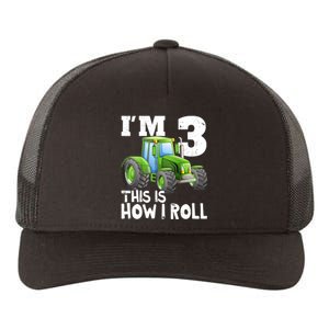 Green Farm Tractor 3rd Birthday Party Gifts 3 Year Old Yupoong Adult 5-Panel Trucker Hat