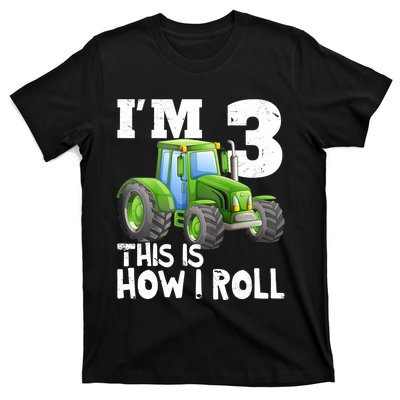 Green Farm Tractor 3rd Birthday Party Gifts 3 Year Old T-Shirt