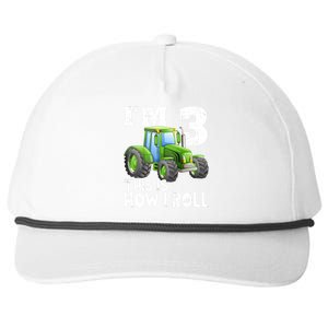 Green Farm Tractor 3rd Birthday Party Gifts 3 Year Old Snapback Five-Panel Rope Hat