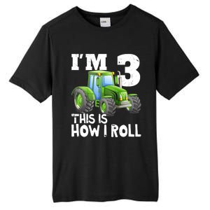 Green Farm Tractor 3rd Birthday Party Gifts 3 Year Old Tall Fusion ChromaSoft Performance T-Shirt