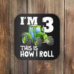 Green Farm Tractor 3rd Birthday Party Gifts 3 Year Old Coaster