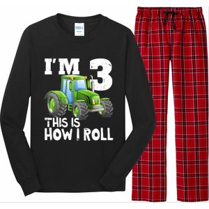 Green Farm Tractor 3rd Birthday Party Gifts 3 Year Old Long Sleeve Pajama Set