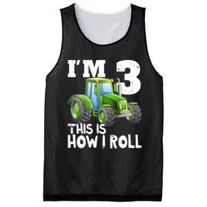 Green Farm Tractor 3rd Birthday Party Gifts 3 Year Old Mesh Reversible Basketball Jersey Tank