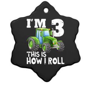 Green Farm Tractor 3rd Birthday Party Gifts 3 Year Old Ceramic Star Ornament