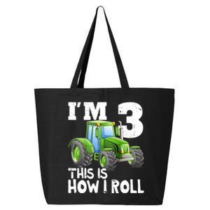 Green Farm Tractor 3rd Birthday Party Gifts 3 Year Old 25L Jumbo Tote