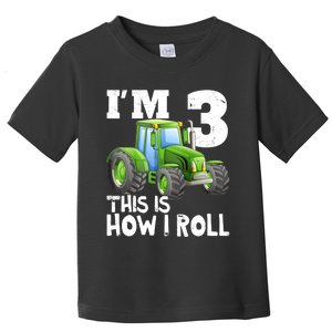 Green Farm Tractor 3rd Birthday Party Gifts 3 Year Old Toddler T-Shirt