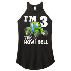 Green Farm Tractor 3rd Birthday Party Gifts 3 Year Old Women's Perfect Tri Rocker Tank