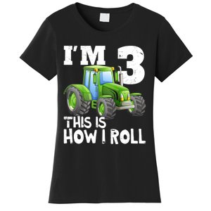 Green Farm Tractor 3rd Birthday Party Gifts 3 Year Old Women's T-Shirt