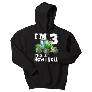 Green Farm Tractor 3rd Birthday Party Gifts 3 Year Old Kids Hoodie