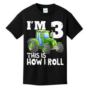 Green Farm Tractor 3rd Birthday Party Gifts 3 Year Old Kids T-Shirt