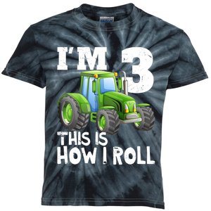 Green Farm Tractor 3rd Birthday Party Gifts 3 Year Old Kids Tie-Dye T-Shirt