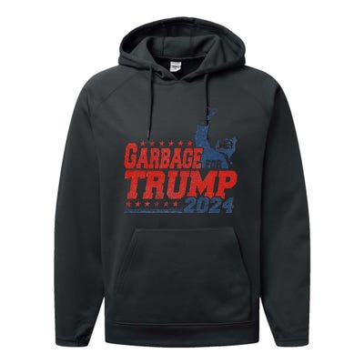 Garbage For Trump 2024 Gift Performance Fleece Hoodie