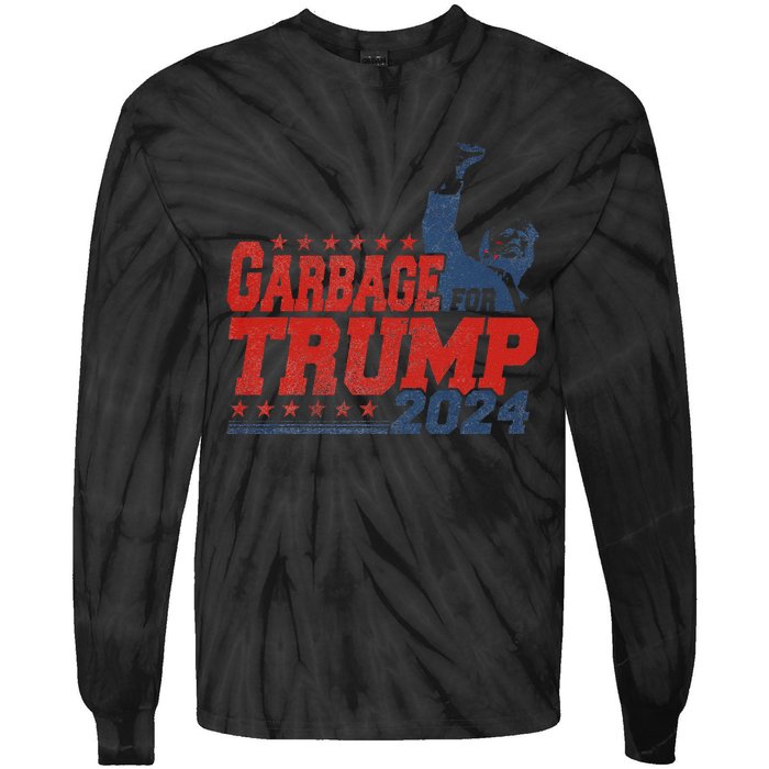 Garbage For Trump 2024 Gift Tie-Dye Long Sleeve Shirt