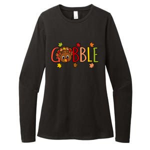 Gobble Funny Turkey Thanksgiving Family Graphic Gift Womens CVC Long Sleeve Shirt