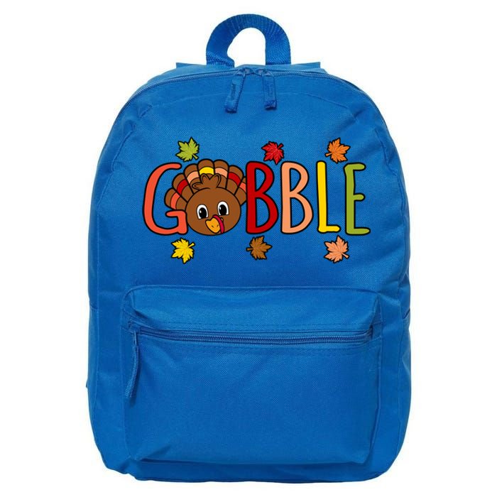 Gobble Funny Turkey Thanksgiving Family Graphic Gift 16 in Basic Backpack