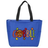 Gobble Funny Turkey Thanksgiving Family Graphic Gift Zip Tote Bag