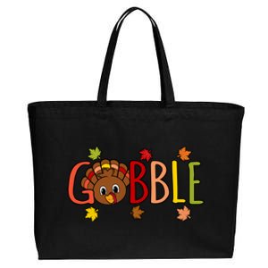 Gobble Funny Turkey Thanksgiving Family Graphic Gift Cotton Canvas Jumbo Tote