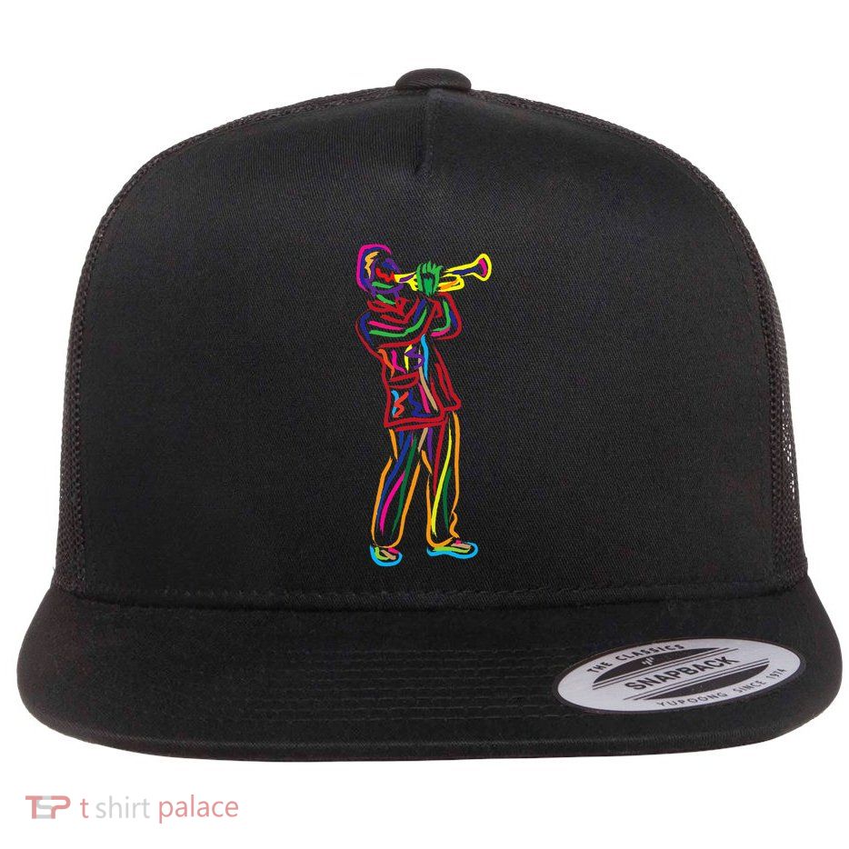 Gifts For Trumpeter Jazz Music Musician Trumpet Flat Bill Trucker Hat