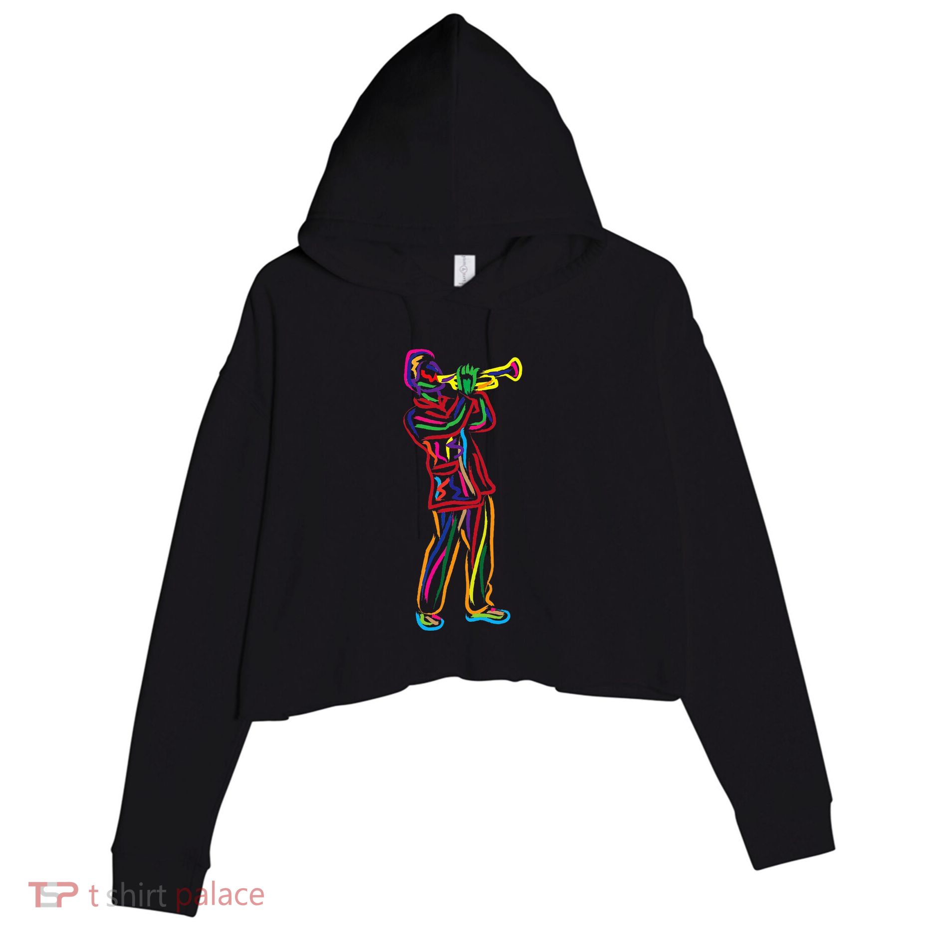 Gifts For Trumpeter Jazz Music Musician Trumpet Crop Fleece Hoodie