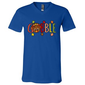 Gobble Funny Turkey Thanksgiving Family Graphic Great Gift V-Neck T-Shirt