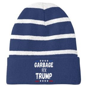 Garbage For Trump 2024 Striped Beanie with Solid Band