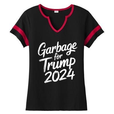 Garbage For Trump 2024 We Are Not Garbage Vote Trump Ladies Halftime Notch Neck Tee