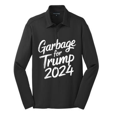 Garbage For Trump 2024 We Are Not Garbage Vote Trump Silk Touch Performance Long Sleeve Polo