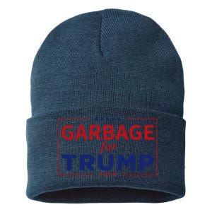 Garbage For Trump Proud Maga Garbage Trump Supporter Sustainable Knit Beanie