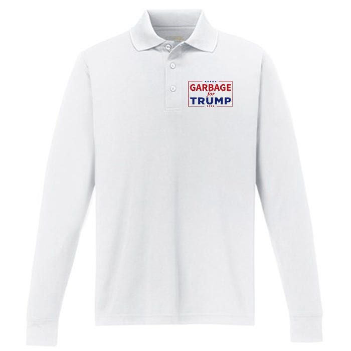 Garbage For Trump Proud Maga Garbage Trump Supporter Performance Long Sleeve Polo