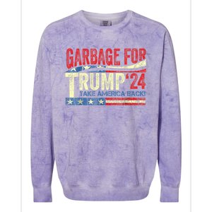 Garbage For Trump 2024 Funny Trump Supporter Colorblast Crewneck Sweatshirt