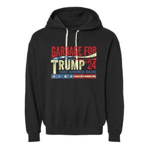 Garbage For Trump 2024 Funny Trump Supporter Garment-Dyed Fleece Hoodie