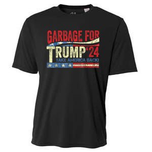 Garbage For Trump 2024 Funny Trump Supporter Cooling Performance Crew T-Shirt