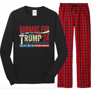 Garbage For Trump 2024 Funny Trump Supporter Long Sleeve Pajama Set