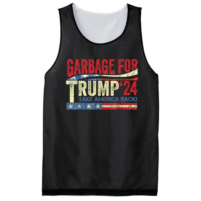 Garbage For Trump 2024 Funny Trump Supporter Mesh Reversible Basketball Jersey Tank