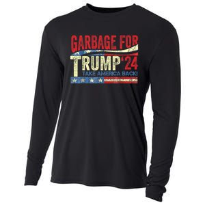 Garbage For Trump 2024 Funny Trump Supporter Cooling Performance Long Sleeve Crew