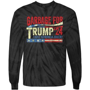 Garbage For Trump 2024 Funny Trump Supporter Tie-Dye Long Sleeve Shirt