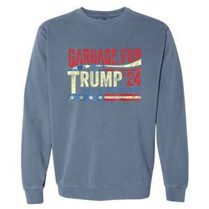 Garbage For Trump 2024 Funny Trump Supporter Garment-Dyed Sweatshirt