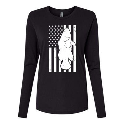 Grouper Fishing USA Flag Womens Cotton Relaxed Long Sleeve T-Shirt