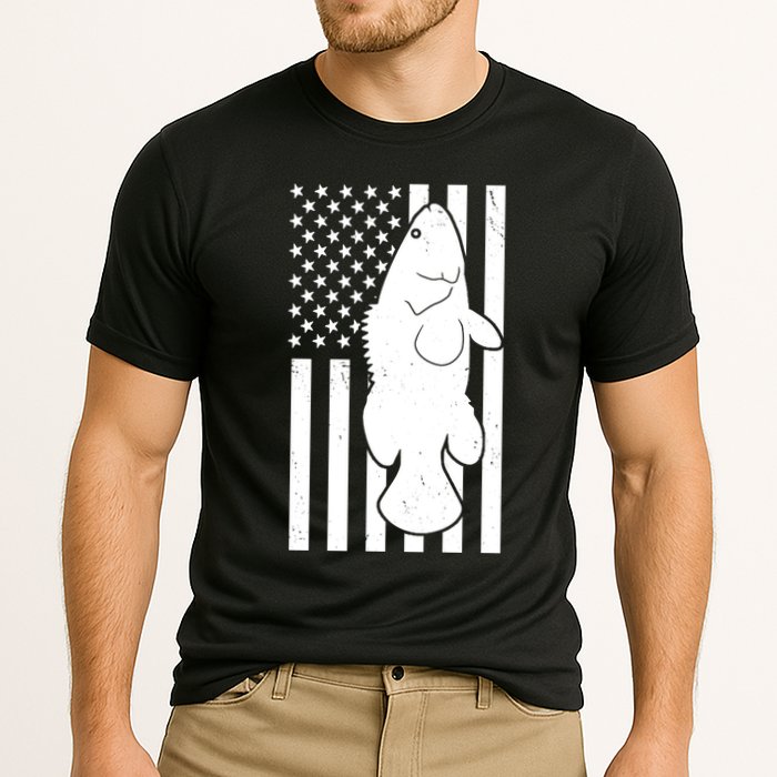 Grouper Fishing USA Flag Cooling Performance Crew T-Shirt