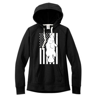 Grouper Fishing USA Flag Women's Fleece Hoodie