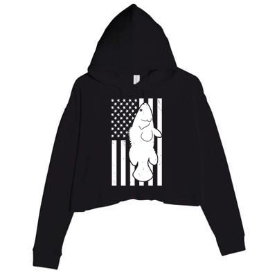 Grouper Fishing USA Flag Crop Fleece Hoodie