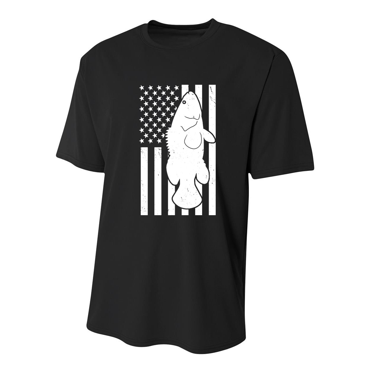 Grouper Fishing USA Flag Youth Performance Sprint T-Shirt