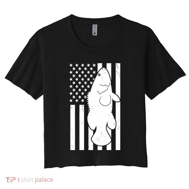 Grouper Fishing USA Flag Crop Top