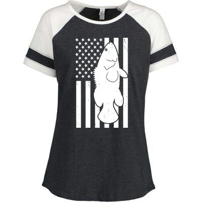 Grouper Fishing USA Flag Enza Ladies Jersey Colorblock Tee